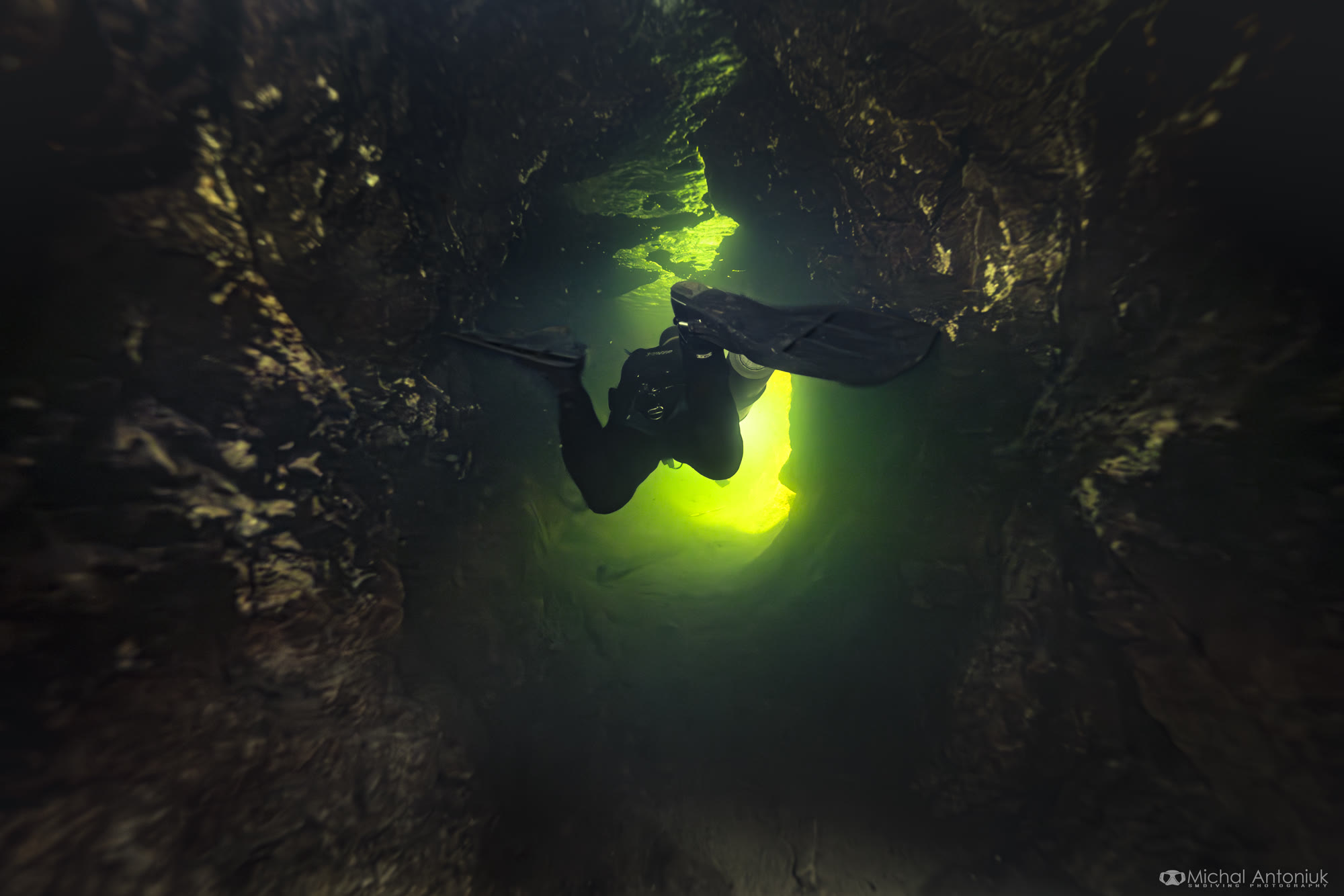Inside the flooded tunnel under Srebrna Góra Fortress