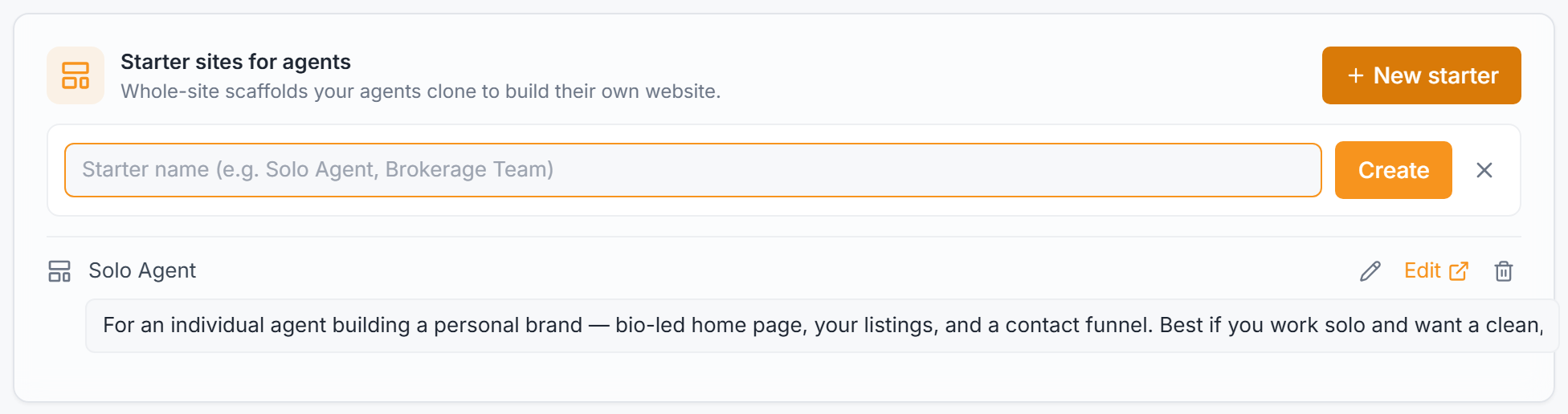 The New starter inline name input