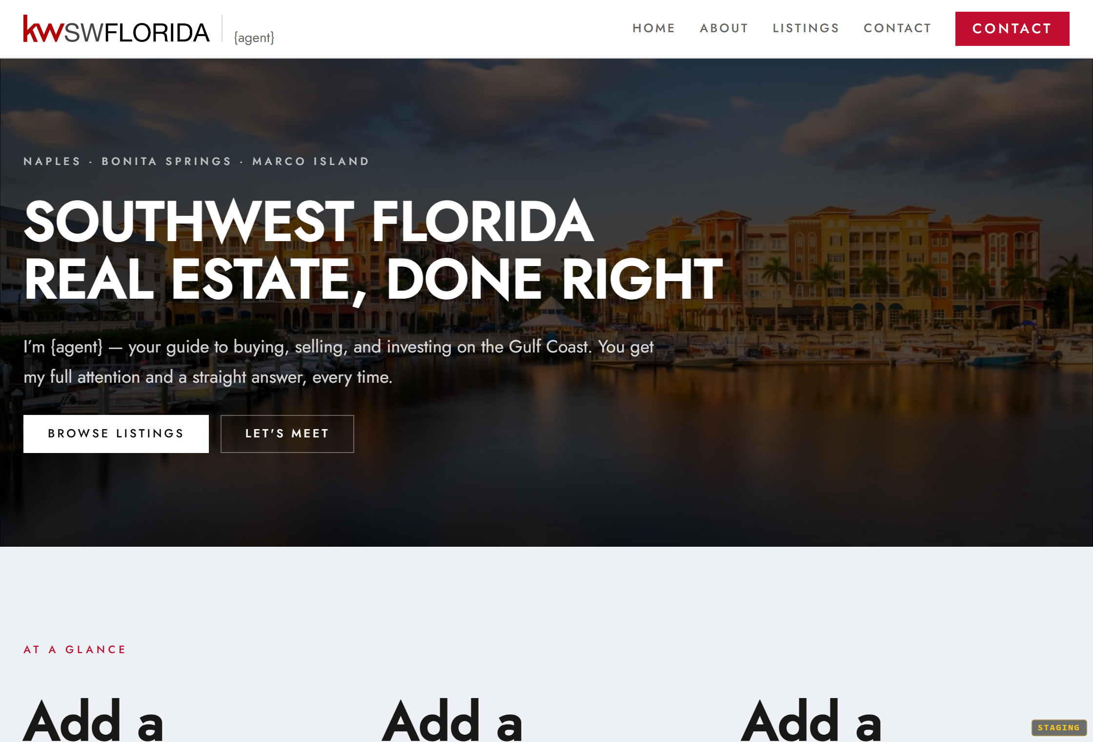 The Solo Agent starter home page with a placeholder agent hero
