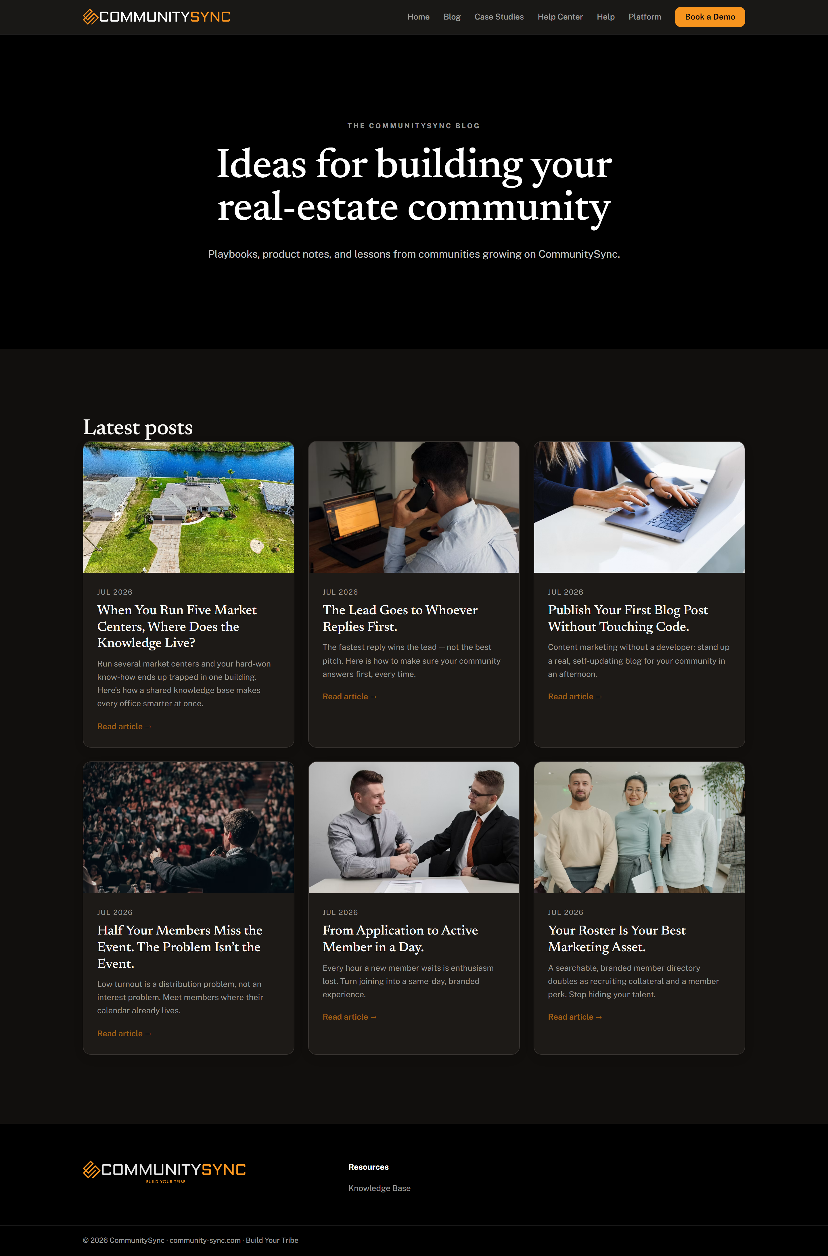 A published blog index page