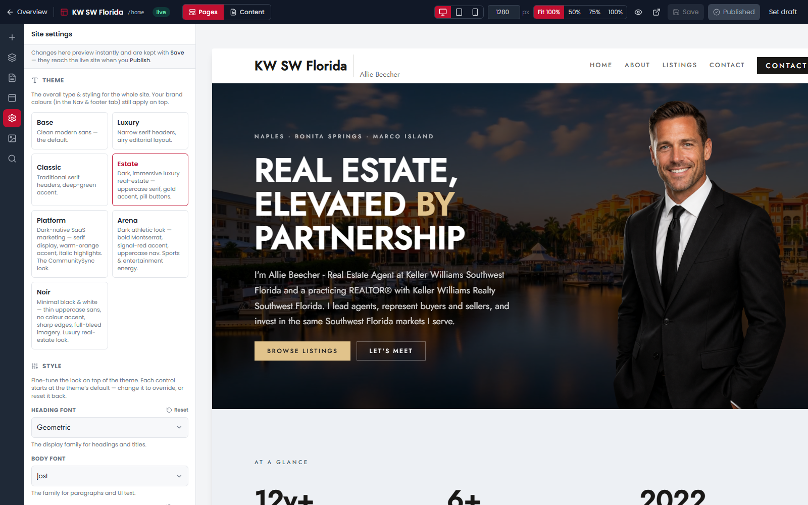 The Nav and footer panel